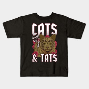 Funny Cats & Tats Inked Tattoo Obsessed Cat Lover Kids T-Shirt